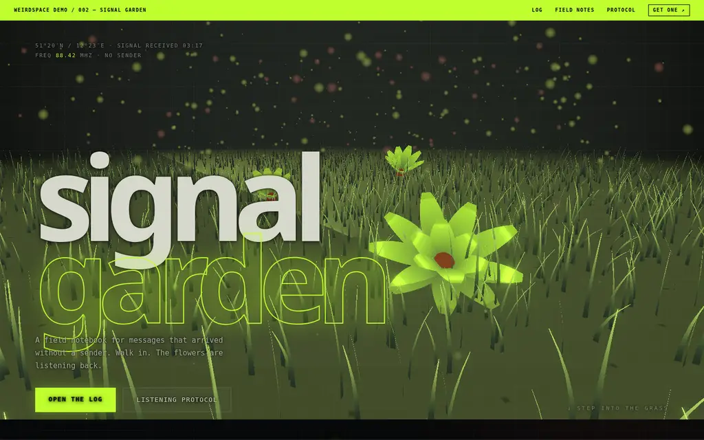 Screenshot der Signal Garden Demo